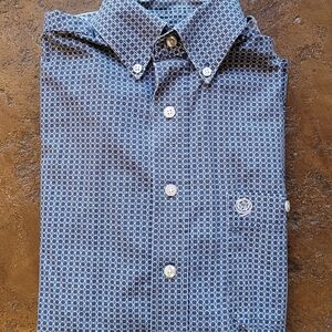 Wrangler Men's Blue Patterned Casual Shirt